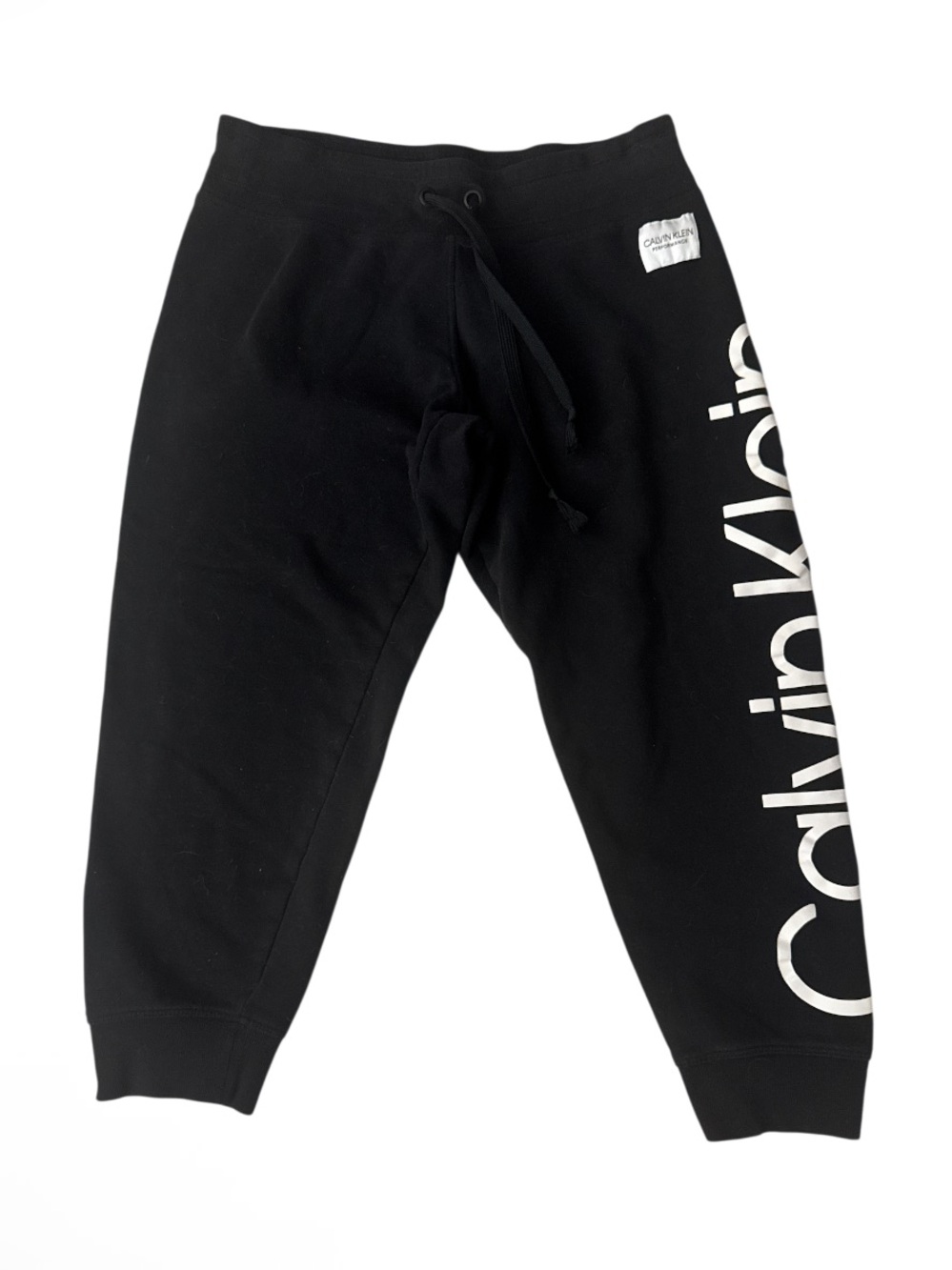 Calvin Klein Black Joggers with White Side Logo - Size L